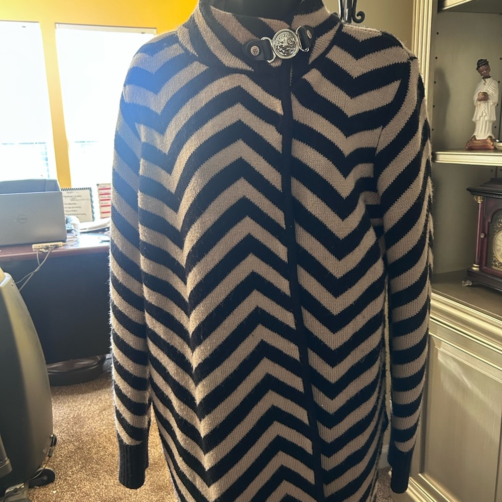 Chevron Patterned Sweater Coat by Anne Klein size S